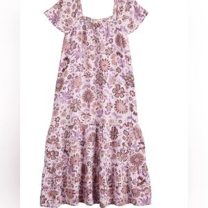 Floral Midi Dress A line square neck w pockets size XXL NWT new w tags pink